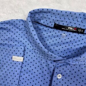RLX Ralph Lauren Polo Shirt Men XL Blue Geometric Performance Stretch Golf Logo